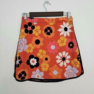 Victoria Beckham for Target Floral Mini Skirt - Orange and Black XS